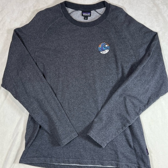Patagonia Large Soft Cotton Crewneck Sweater Large Logo Cool Vibes EUC - Picture 3 of 10
